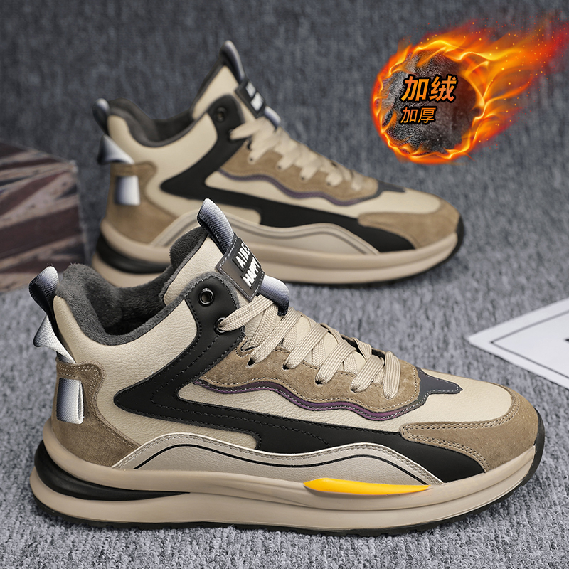 高帮男鞋冬季加绒加厚保暖棉鞋男士防滑中帮跑步运动百搭休闲潮鞋