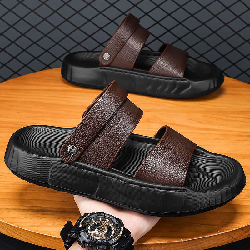 SANDALS MENS SUMMER WEAR DUAL-PURPOSE DRIVING SPORTS SLIPPERS MENS LEATHER SOFT SOLES CASUAL OUTDOOR WADING BEACH SANDALS