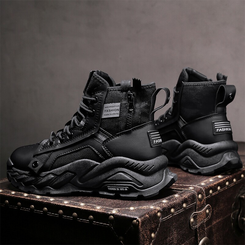 MARTIN BOOTS MENS SHOES WINTER HIGH-TOP BRITISH STYLE VINTAGE CARGO BOOTS PLATFORM SOLE WATERPROOF OUTDOOR MOUNTAINEERING DESERT COMBAT BOOTS