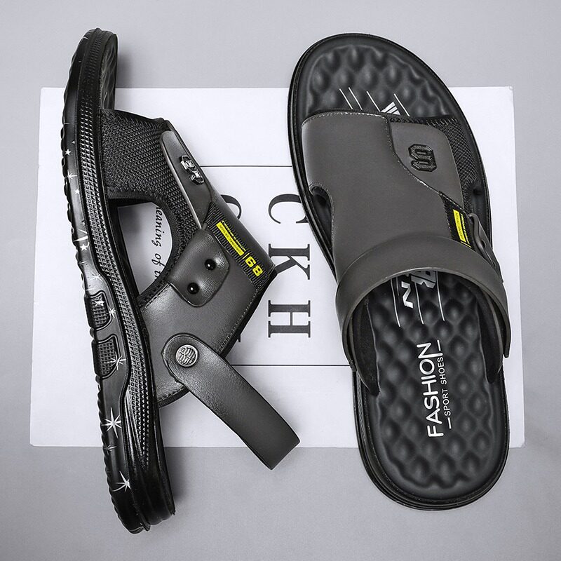 SANDALS MENS SUMMER WEAR NON-SLIP WEARABLE WEARABLE MENS CASUAL SPORTS DRIVING DUAL-PURPOSE BUSINESS SLIPPERS VIETNAM BEACH SHOES