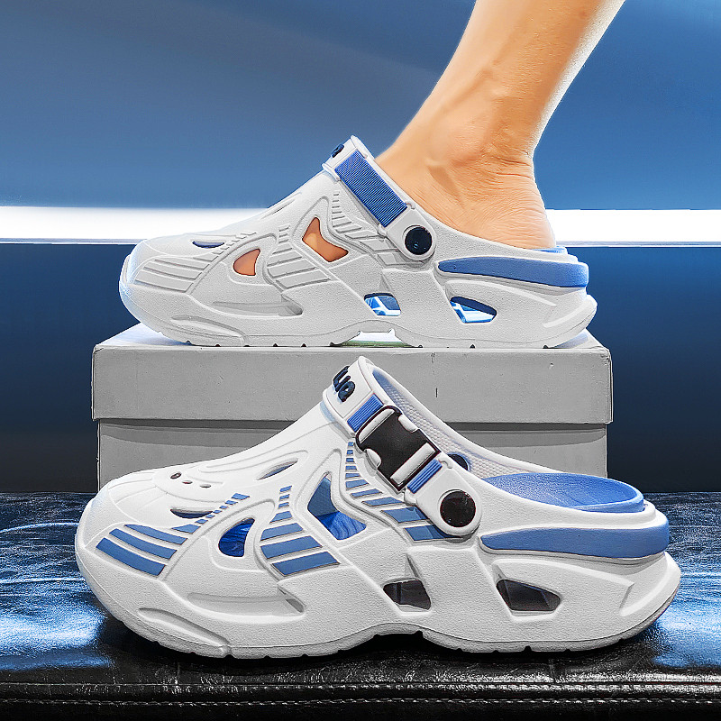 洞洞鞋男士夏季外穿防滑厚底增高包头拖鞋开车运动大码45沙滩凉鞋