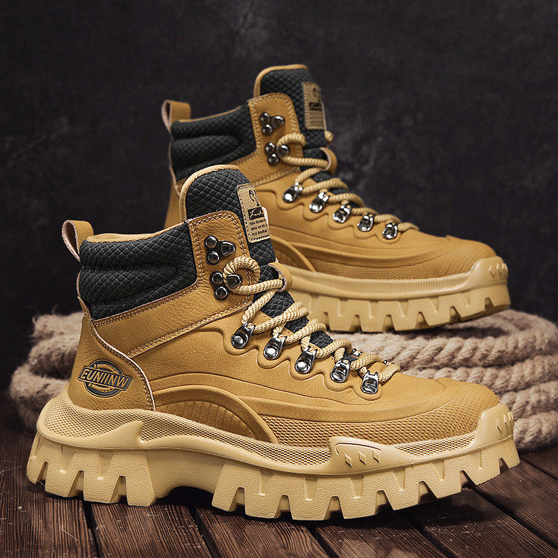 马丁靴男冬季高帮英伦风复古户外登山防水防滑运动休闲增高工装靴,流行男鞋,马丁靴,淘宝优惠券,粉丝福利购,淘宝优惠卷
