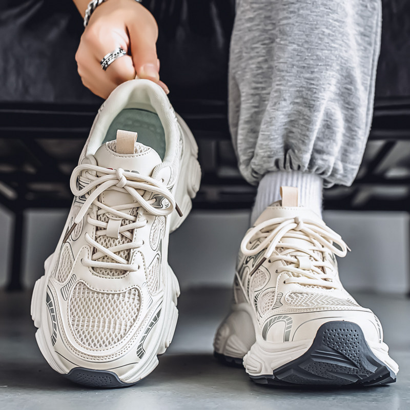 男鞋秋季网面透气潮牌高级感青少年跑步运动休闲内增高港风老爹鞋,流行男鞋,时尚休闲鞋,淘宝优惠券,粉丝福利购,淘宝优惠卷