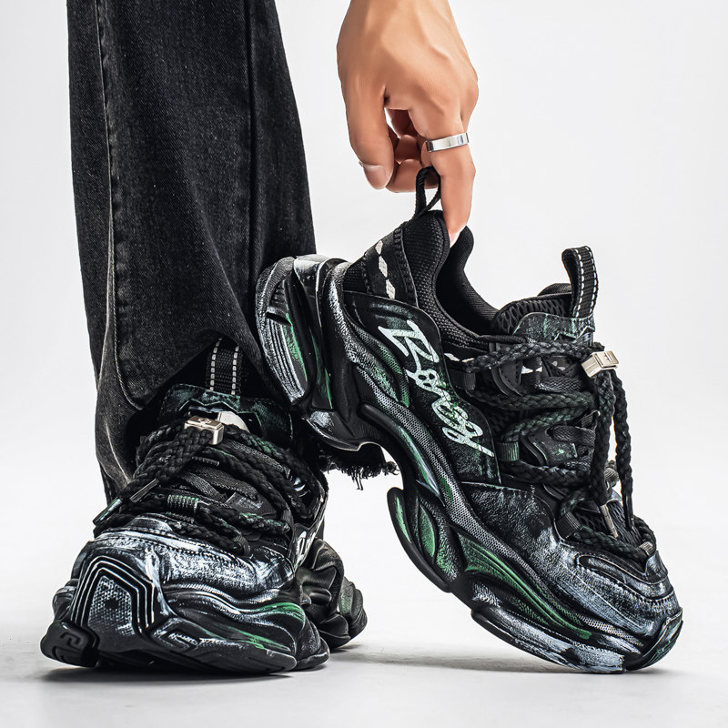 欧洲站男鞋秋季潮牌高级感休闲运动跑步防滑增高复古做旧老爹潮鞋,流行男鞋,时尚休闲鞋,淘宝优惠券,粉丝福利购,淘宝优惠卷