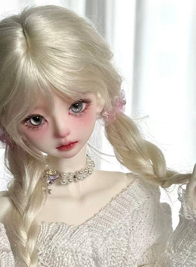 bjd假发3分4分6分高温丝白金色齐刘海长直发造型装扮sd人偶头发套