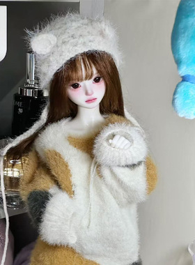 bjd娃娃假发3分4分6分sd人偶装扮娃用深棕色齐刘海长直发假毛头套