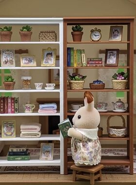 简装书架 娃娃屋简约现代书架 展示架迷你模型娃屋家具