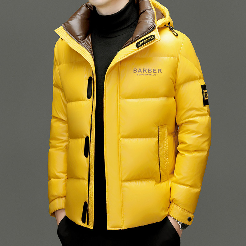 皮尔卡丹羽绒服防寒服男士冬季短款亮面加厚面包服中长款保暖外套