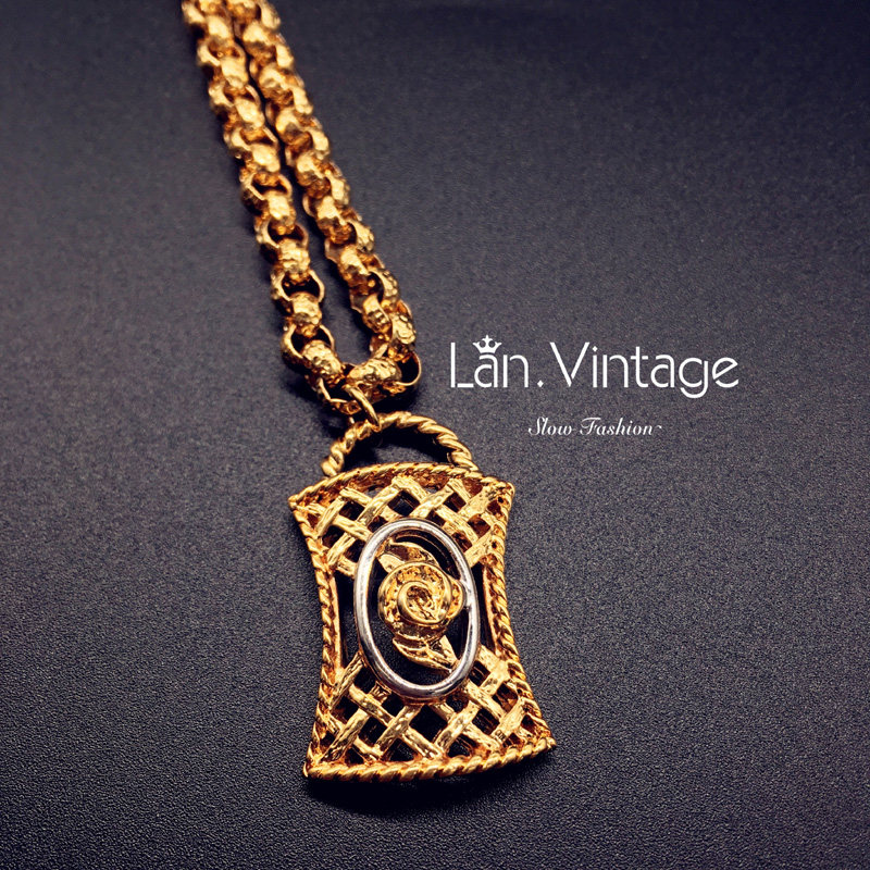 古董 复古着 vintage 首饰 Nina* Ricci 金色 项链毛衣链