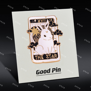 兔子金属胸针神秘学XVII牌面个性 小众装 饰衣领别针 星星塔罗牌