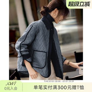 XWI欣未休闲百搭拼色棉服外套女2025年秋冬新款轻薄保暖棉袄上衣