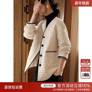 简约棉袄上衣 韩版 XWI 欣未小香风高级感轻薄棉衣棉服外套女冬季