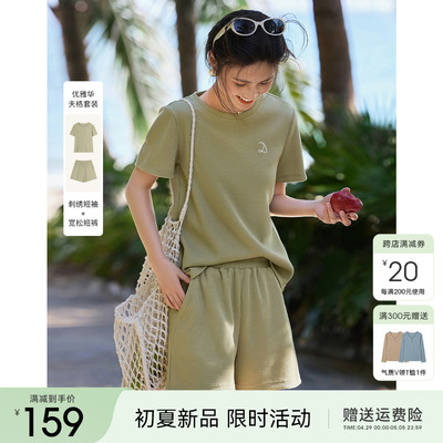 XWI/欣未华夫格短袖套装女夏季