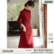 XWI欣未新中式 国风红色连衣裙女春秋喜婆喜妈礼服日常可穿旗袍裙