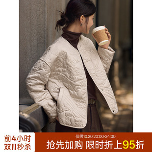 XWI欣未新中式轻国风优雅绣花棉服外套女秋冬季轻薄保暖小棉袄