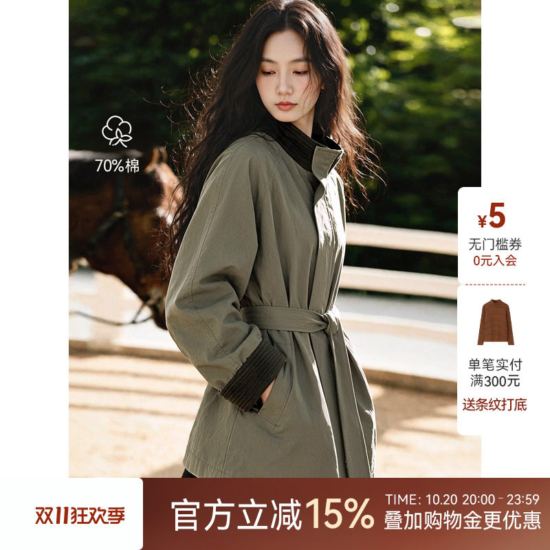 XWI欣未一手长风衣外套女2026秋冬季新款韩系休闲工装中长款大衣