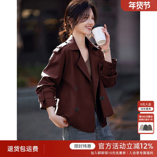 XWI欣未安可拉红风衣外套女春季今年流行休闲简约设计感短款上衣