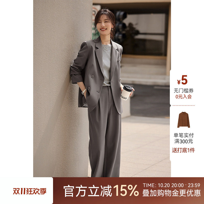 XWI欣未轻职场通勤百搭西装外套女秋季宽松设计感休闲一整套穿搭
