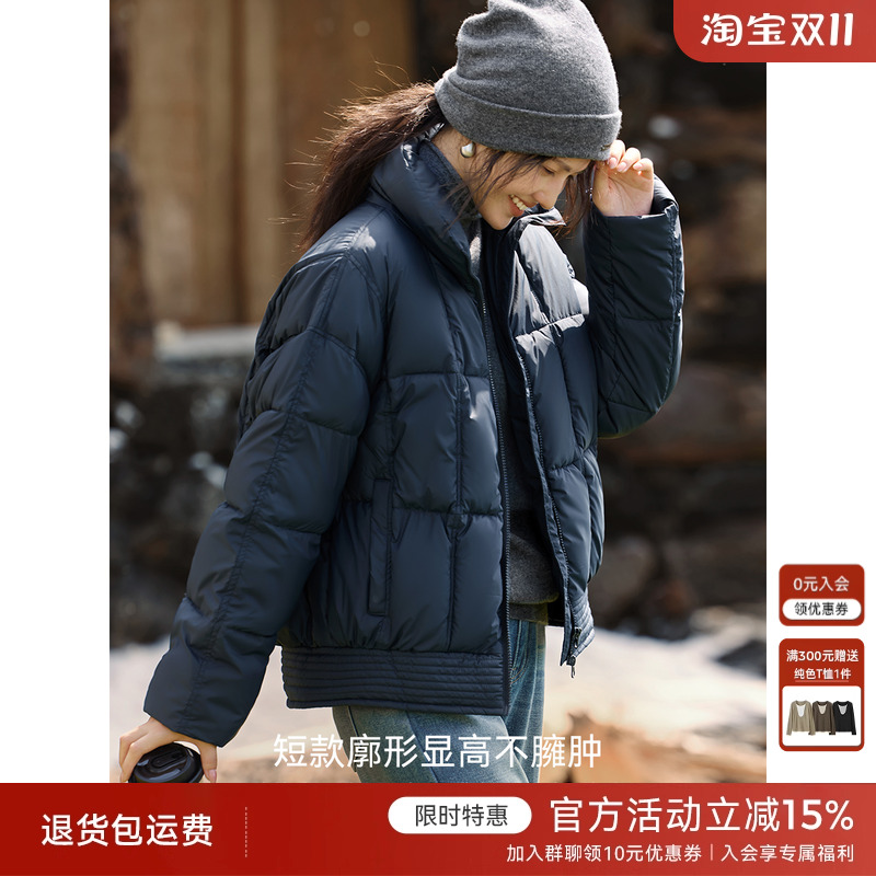 XWI欣未休闲风立领短款夹棉外套女冬季保暖显瘦不臃肿夹克棉服