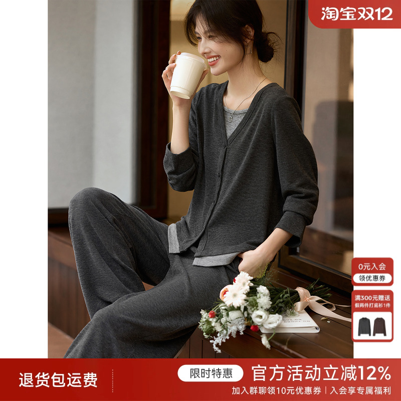 XWI欣未休闲简约针织假两件套装女2025年春季大方得体穿搭一整套