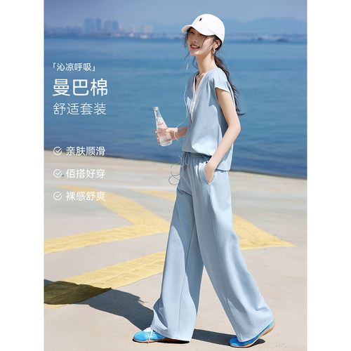 XWI欣未【沁凉呼吸】假两件卫衣套装女夏季休闲运动风穿搭一整套