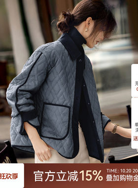 XWI欣未休闲百搭拼色棉服外套女2026年秋冬新款轻薄保暖棉袄上衣
