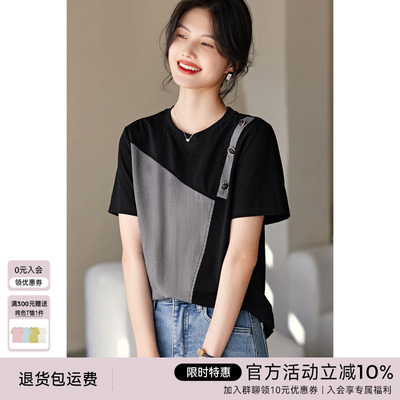 XWI/欣未圆领短袖T恤女夏季