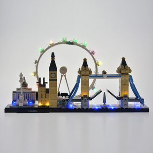 Yeabricks适用乐高21034配件LED 灯饰伦敦天际线建筑城市发光灯具