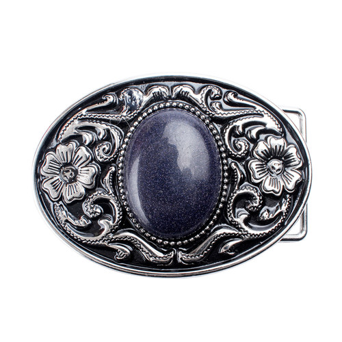 经典唐草花蓝砂石西部牛仔皮带扣腰皮带平滑扣cowboy belt buckle