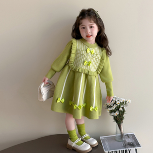 女童连衣裙2026新款儿童春秋款洋气秋冬款女宝宝春季针织毛衣裙子