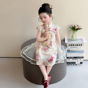 女童古风旗袍夏洋气改良新中式小女孩汉服古装日常可穿超仙连衣裙