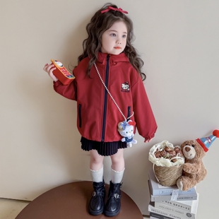 儿童外套春秋女童春季猫咪秋冬加厚女宝宝2026新款春装冲锋衣加绒