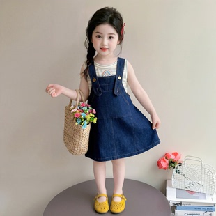 女童夏季牛仔连衣裙套装2026新款洋气时髦儿童女宝宝夏装裙子薄款