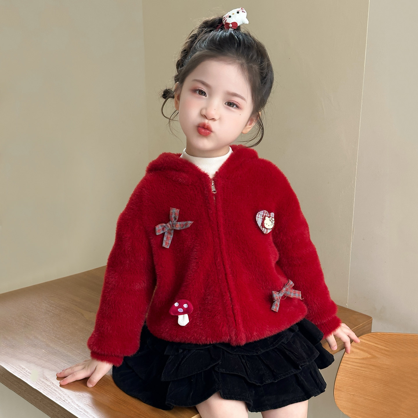 女童红色连帽毛衣秋冬季2025新款儿童毛线衣开衫宝宝加厚针织外套,童装/婴儿装/亲子装,毛衣/针织衫,淘宝优惠券,粉丝福利购,淘宝优惠卷