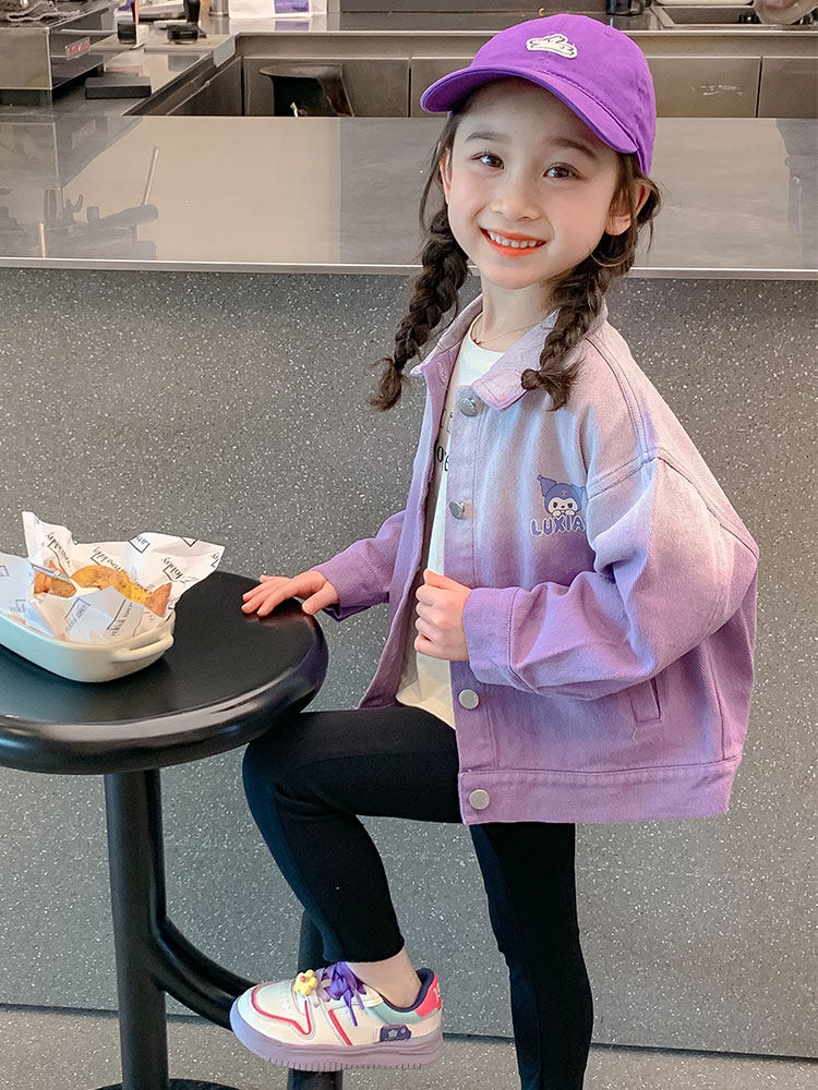 소녀 봄과 가을 어린 소녀 그라디언트 데님 재킷 어린이 가을 초가을 2024 새로운 가을 옷  초가을