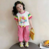 款 女宝宝夏装 套装 洋气时髦儿童短袖 猫咪休闲夏天 2026新款 女童夏季