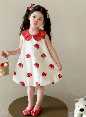 女童蘑菇裙子夏装2026新款儿童夏季连衣裙女宝宝薄款公主裙小女孩