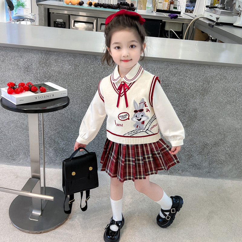 女童兔子学院风jk时髦裙套装春秋款2025新款儿童洋气宝宝春季春装,童装/婴儿装/亲子装,套装,淘宝优惠券,粉丝福利购,淘宝优惠卷