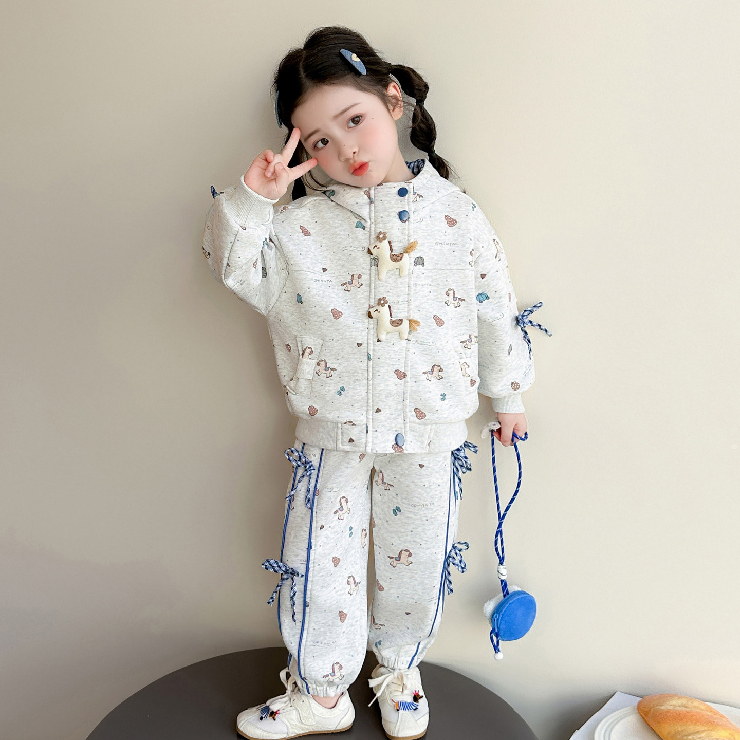 女童卡通小马套装春季新款时髦休闲连帽外套两件套洋气,童装/婴儿装/亲子装,套装,淘宝优惠券,粉丝福利购,淘宝优惠卷