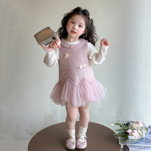 宝宝公主裙子 爱心春季 女童连衣裙2026春秋新款 洋气儿童小香风春装
