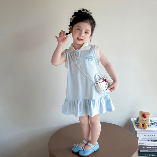 女童夏款背心裙子夏装2026新款儿童夏季连衣裙女宝宝猫咪Polo纯棉