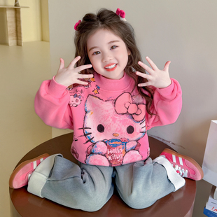 女童卫衣春秋款2026新款儿童装猫咪女宝宝春季小女孩春装上衣春款