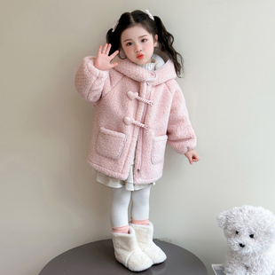 女童羊羔绒加绒毛毛外套初冬装2025新款儿童加厚女宝宝秋冬季爱心