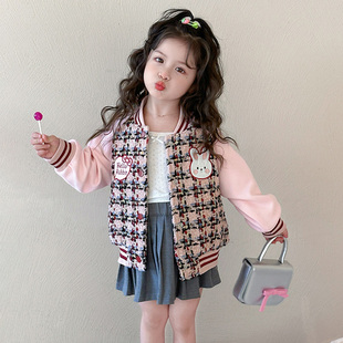 女童外套春秋款2026新款儿童夹克棒球服兔子宝宝春季春装休闲上衣