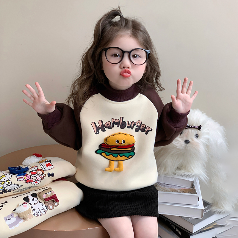 女童卫衣秋冬款2024新款加绒