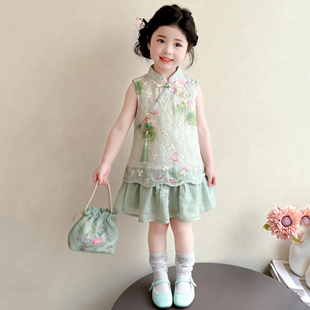 女童中国风裙子夏装2026新款儿童装夏季汉服女宝宝夏天新中式荷花