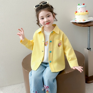 春装 女童黄色衬衫 儿童洋气衬衣女宝宝彩色春季 2026新款 上衣 春秋款