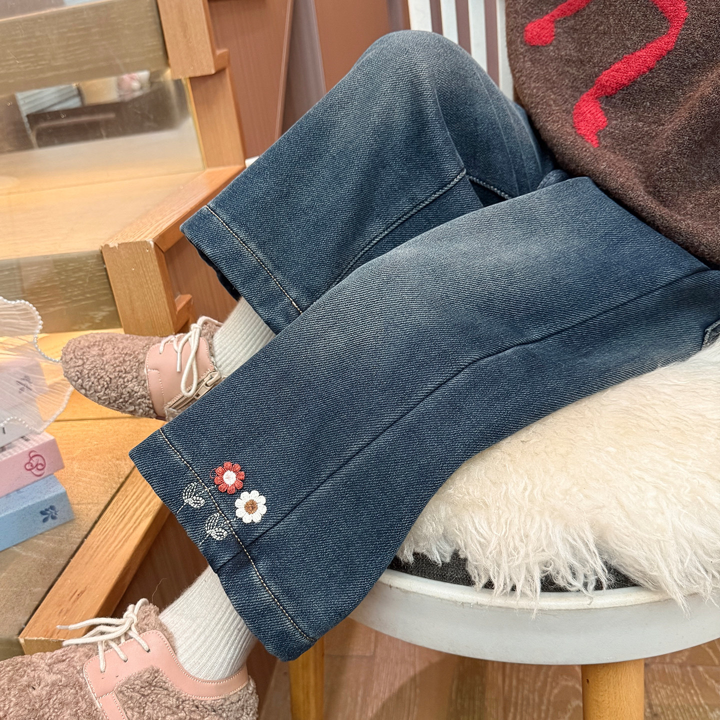 女童牛仔裤秋冬季2025新款儿童加绒加厚一体绒女宝宝花边外穿裤子,童装/婴儿装/亲子装,裤子,淘宝优惠券,粉丝福利购,淘宝优惠卷