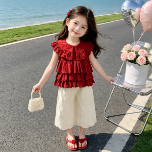 女童夏季套装2026新款洋气时髦儿童女宝宝夏装超好看层叠裤子薄款