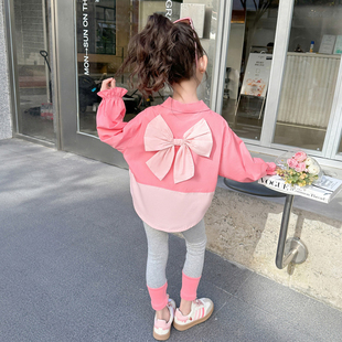 新款女童春装2026儿童春季粉色春季洋气套装初秋女孩蝴蝶结春秋款